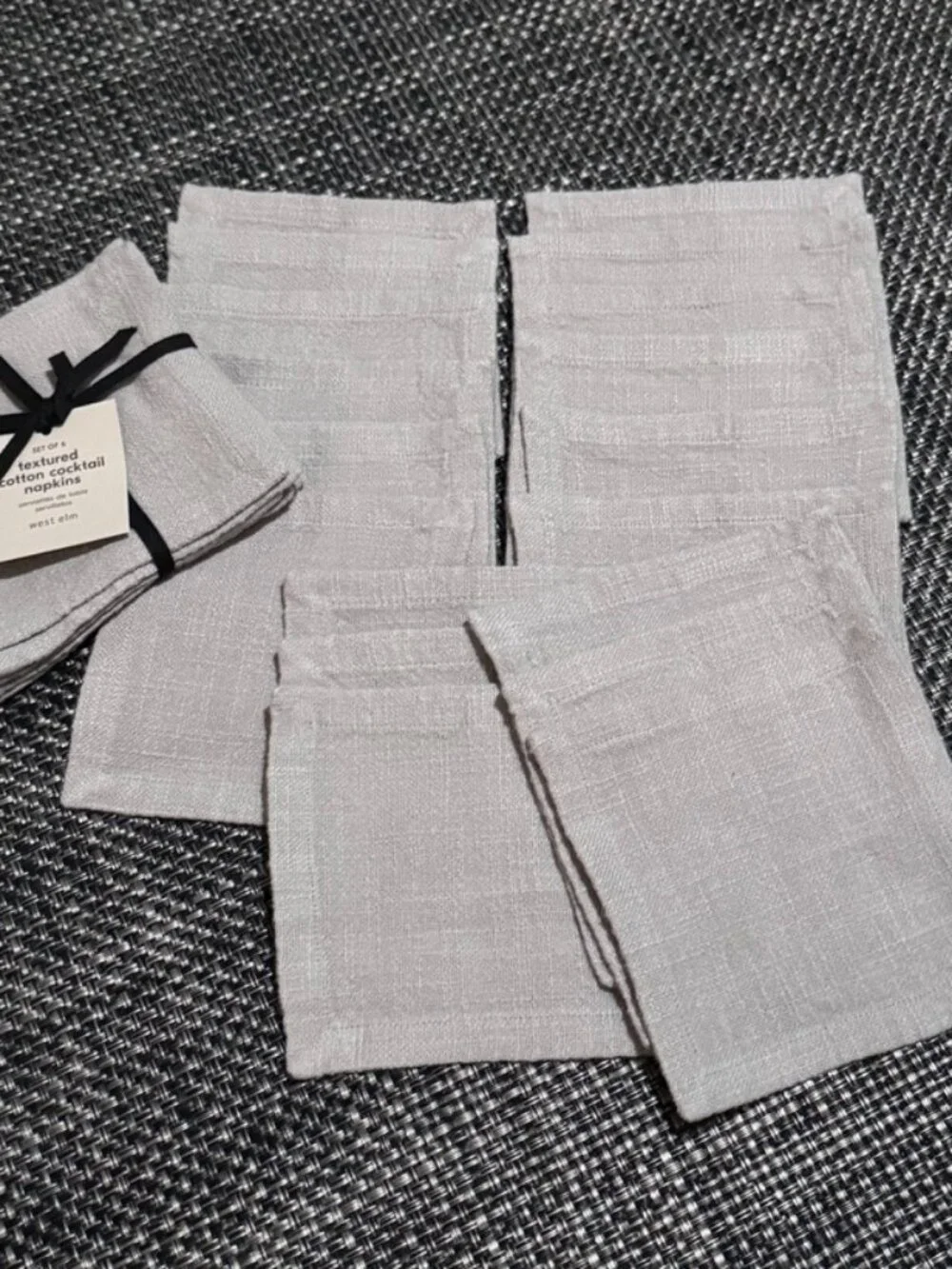 West Elm Textured Cotton Cocktail Napkins, NWT, 24 Napkins, 4 Sets of 6 - Picture 5 of 5